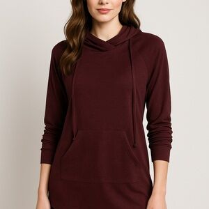 CAbi Deep Burgundy Hoodie Tunic